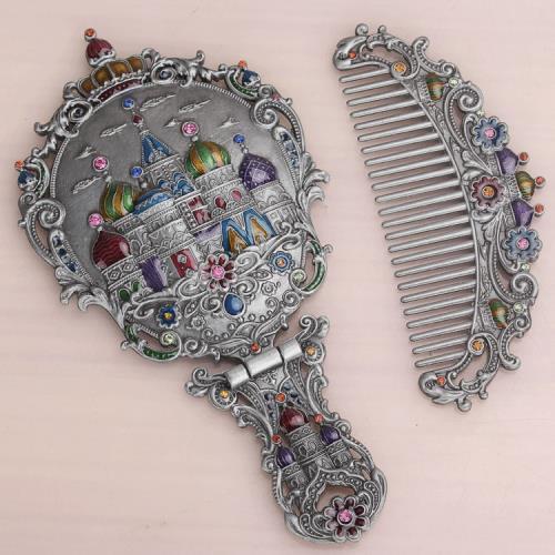 金属镜子 孔雀镜子 城堡 玫瑰花 镜子梳子套装 礼物 赠品详情图10