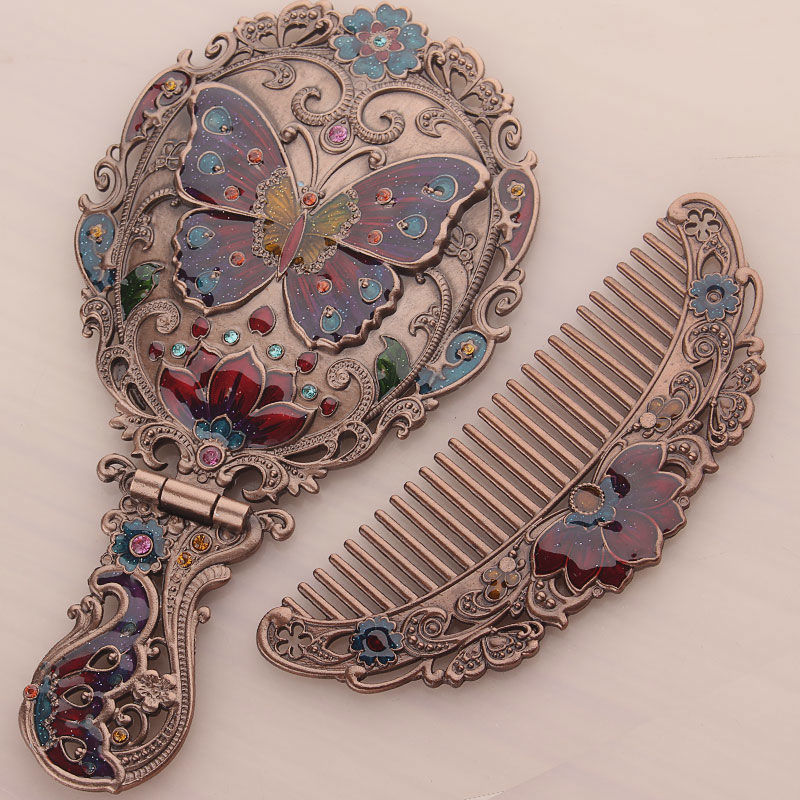 金属镜子 孔雀镜子 城堡 玫瑰花 镜子梳子套装 礼物 赠品详情图8