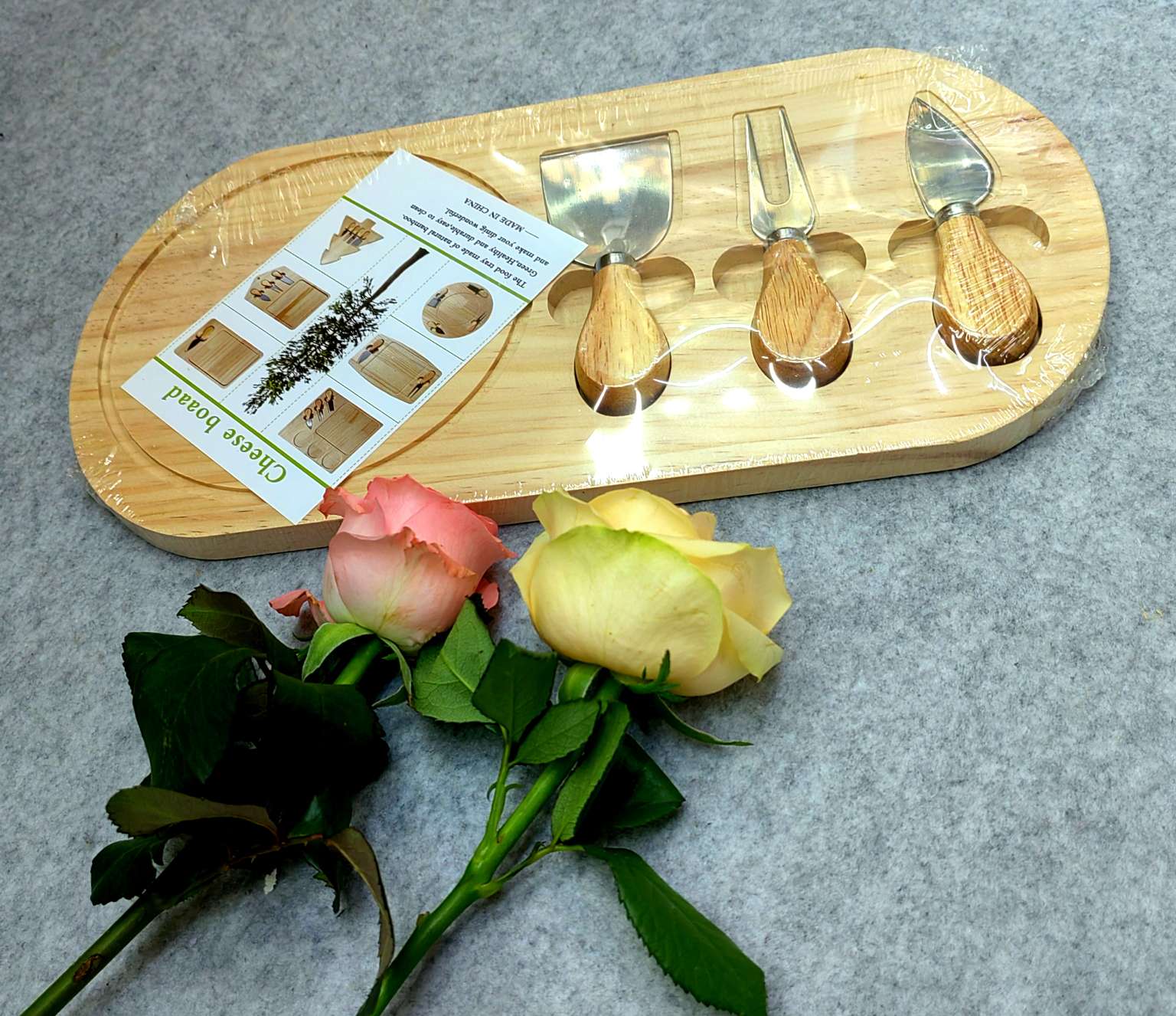 Jiehao Bamboo Cheese Board Bamboo and wood cooked food Plate Magnetic sliding drawer Cheese board Set with Cheese knife cutting board detail image 5