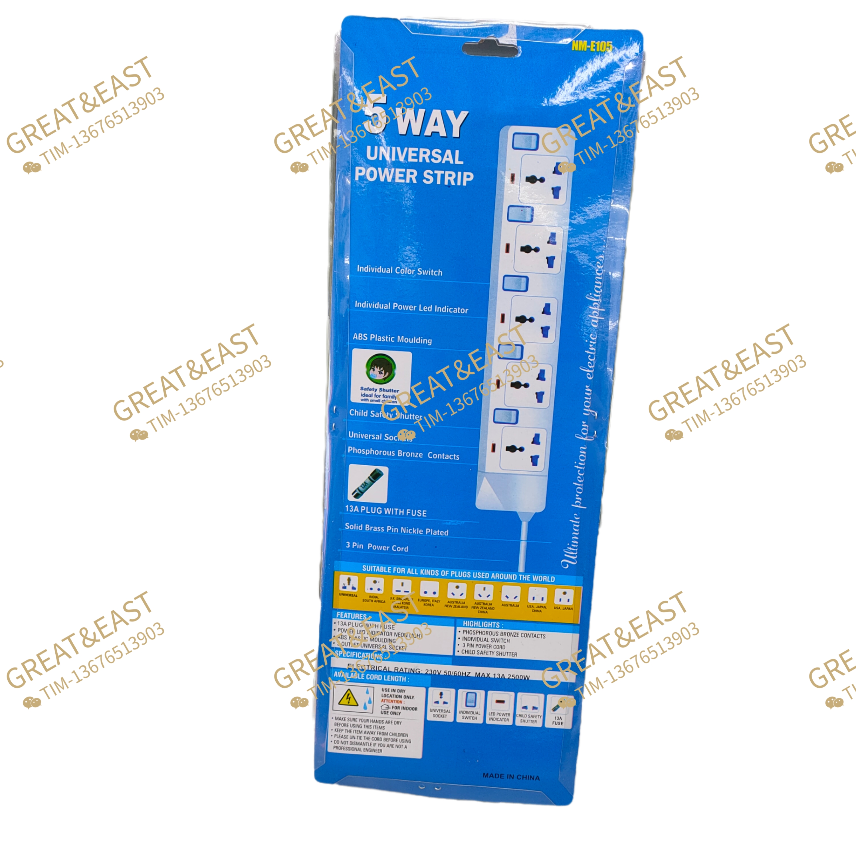 British-style multi-functional power strip for electrical products Specification image