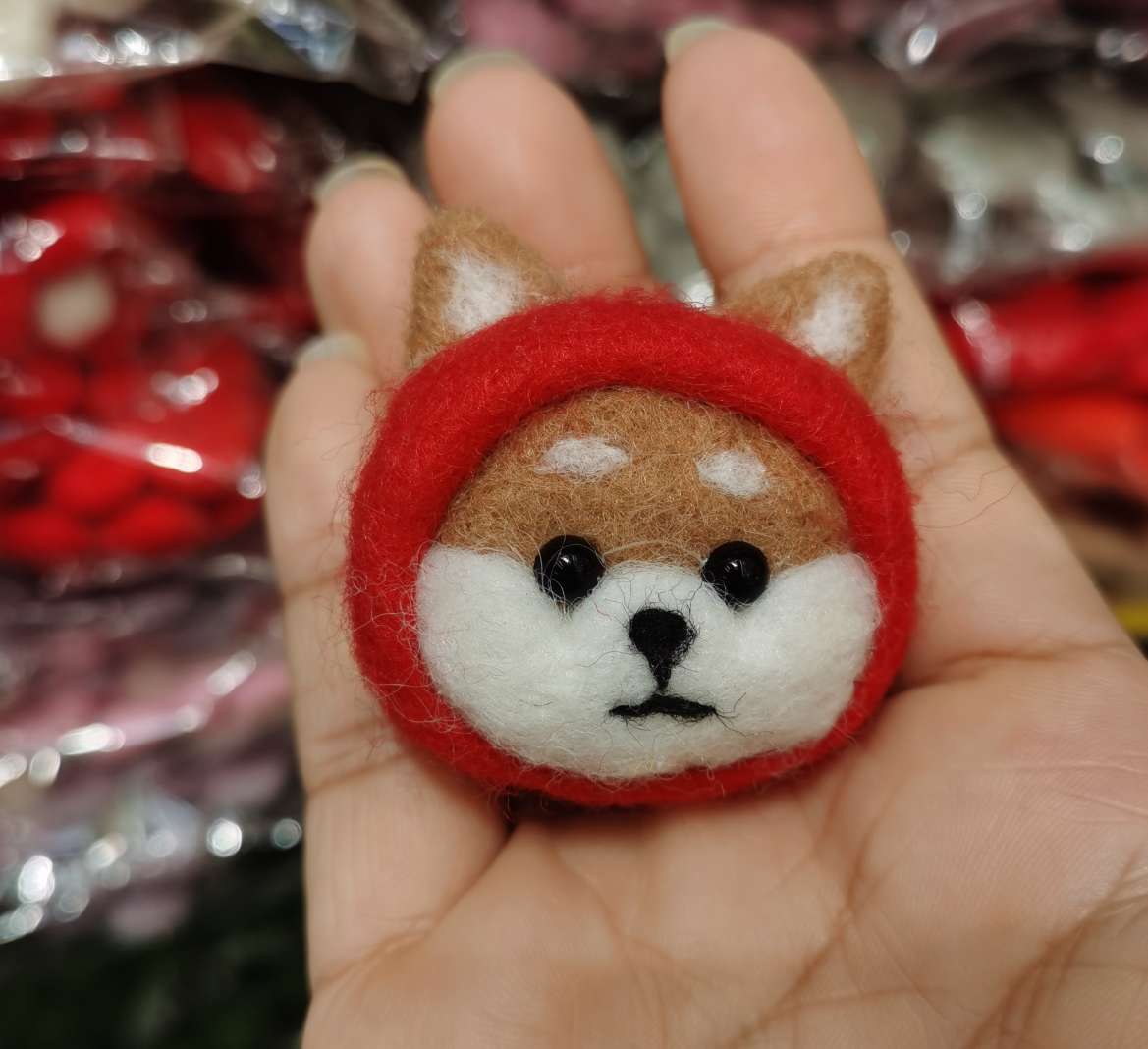 羊毛毡成品柴犬小红帽