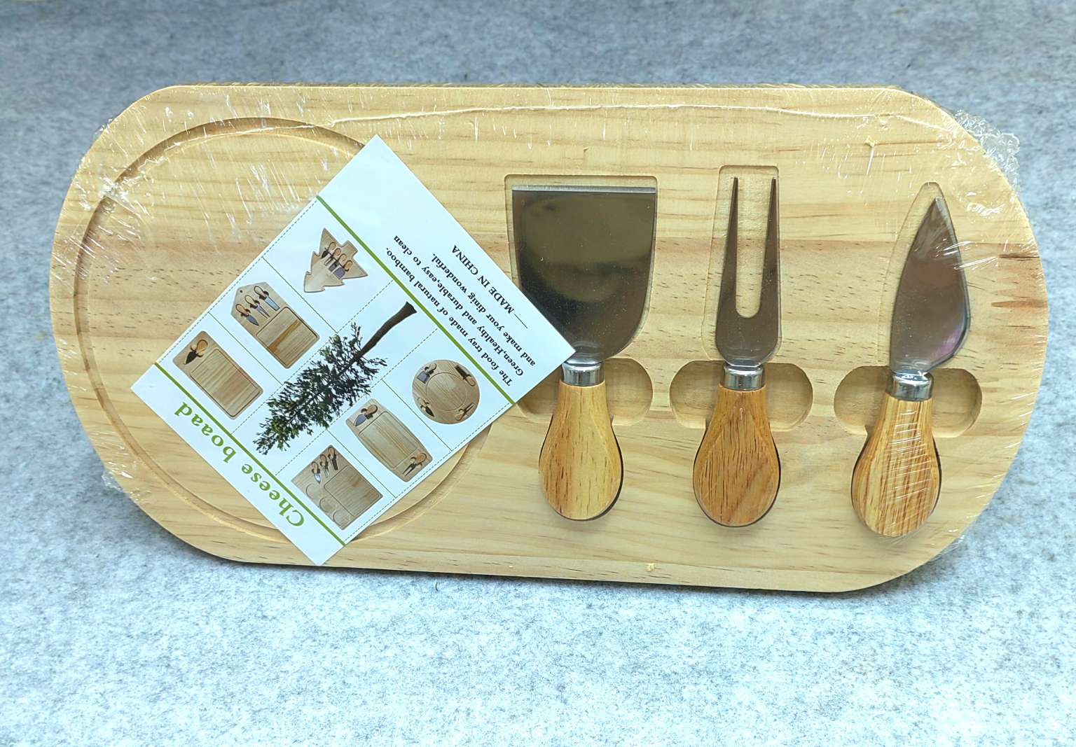 Jiehao Bamboo Cheese Board Bamboo and wood cooked food Plate Magnetic sliding drawer Cheese board Set with Cheese knife cutting board Specification image