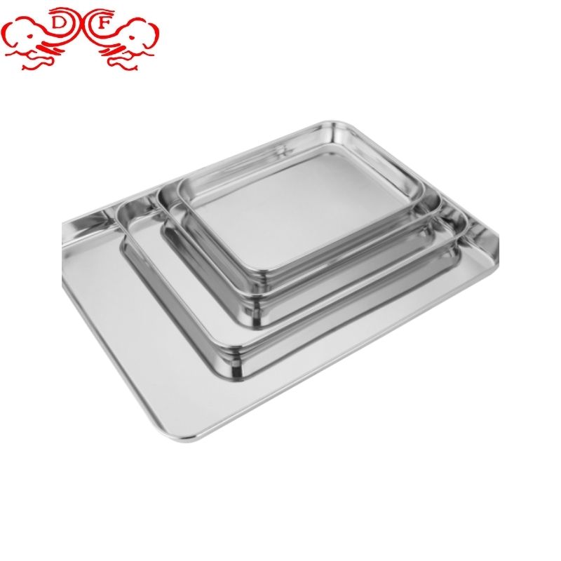 DF99057 Stainless steel Flat bottom Japanese square plate Stainless steel towel plate Stainless steel tray Stainless steel plate barbecue plate DF trading house