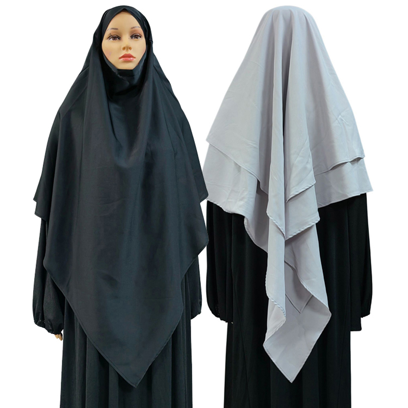 1+2 High-quality Muslim fashion prayer headscarf for women in the Yangtze River Delta, ethnic style, high-quality Nida fabric headscarf