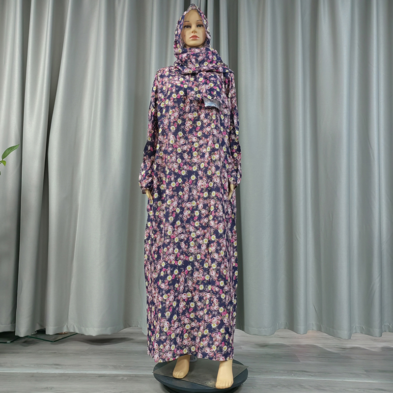 Medio Oriente cross-factory al por mayor moda tradicional moda Medio Oriente europa y Estados Unidos capucha bufanda estilo vestido de culto estampado flor grande vestido de flor Application Scenario