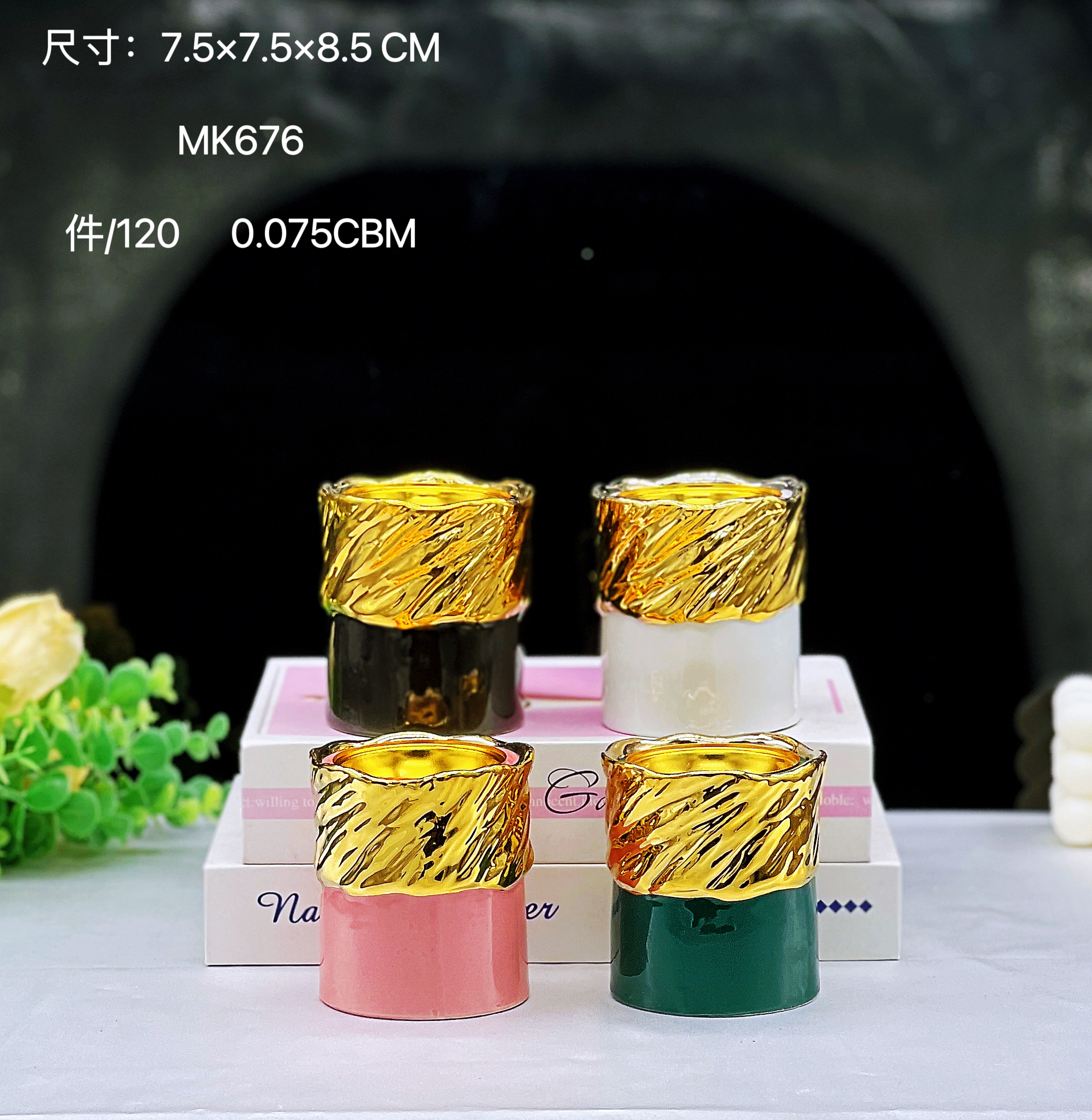 新款陶瓷电镀色釉香炉 中东风格 家居摆件工艺品礼品