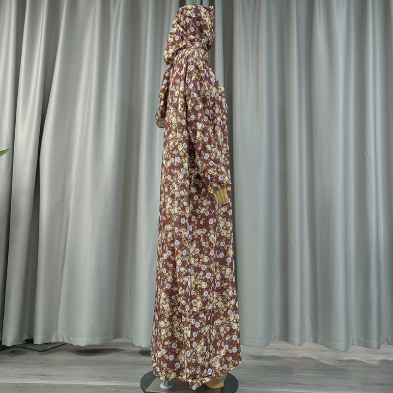Medio Oriente cross-factory al por mayor moda tradicional moda Medio Oriente europa y Estados Unidos capucha bufanda estilo vestido de culto estampado flor grande vestido de flor Specification image