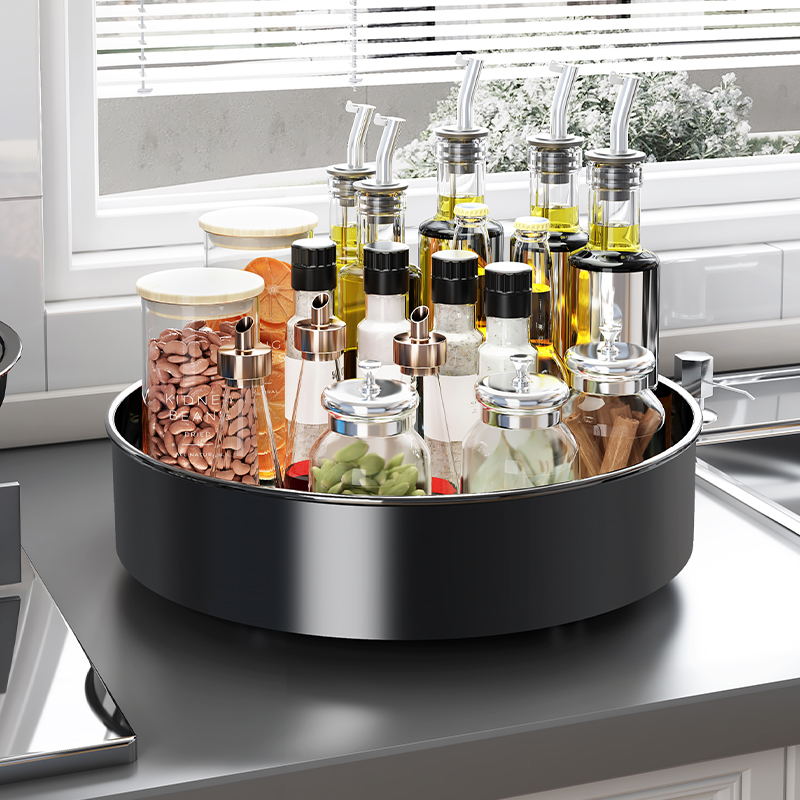 Kitchen storage rack, kitchenware, rotating kitchen storage, multi-functional double-layer circular turntable Specification image
