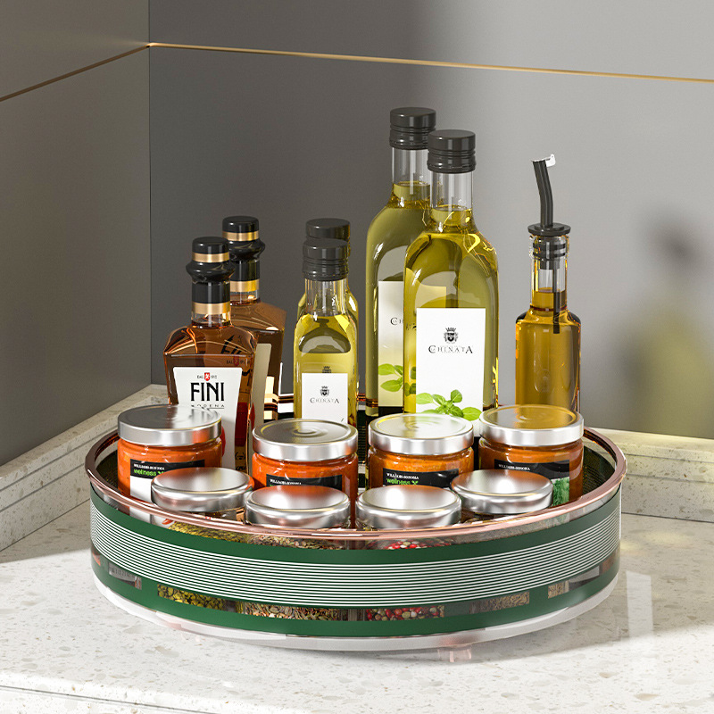 Multi-functional rotating kitchen storage rack, cosmetics storage box, countertop seasoning box, seasoning jar, fruit and vegetable storage plate details Picture