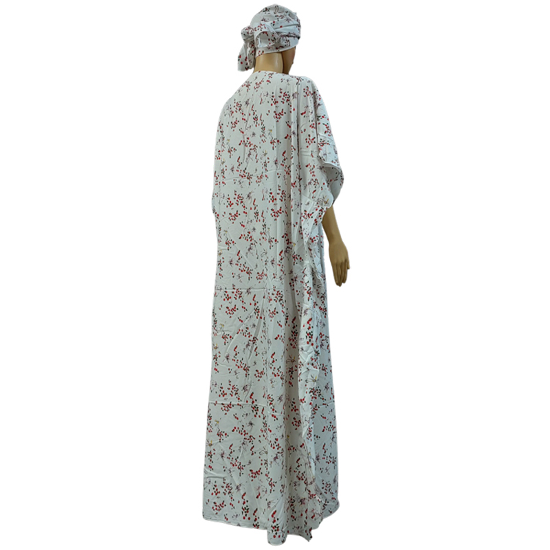 Europa y américa moda de las mujeres de fábrica al por mayor manga corta verano fresco estampado flores vestido musulmán vestido hijab vestido largo conjunto de dos piezas Item Picture