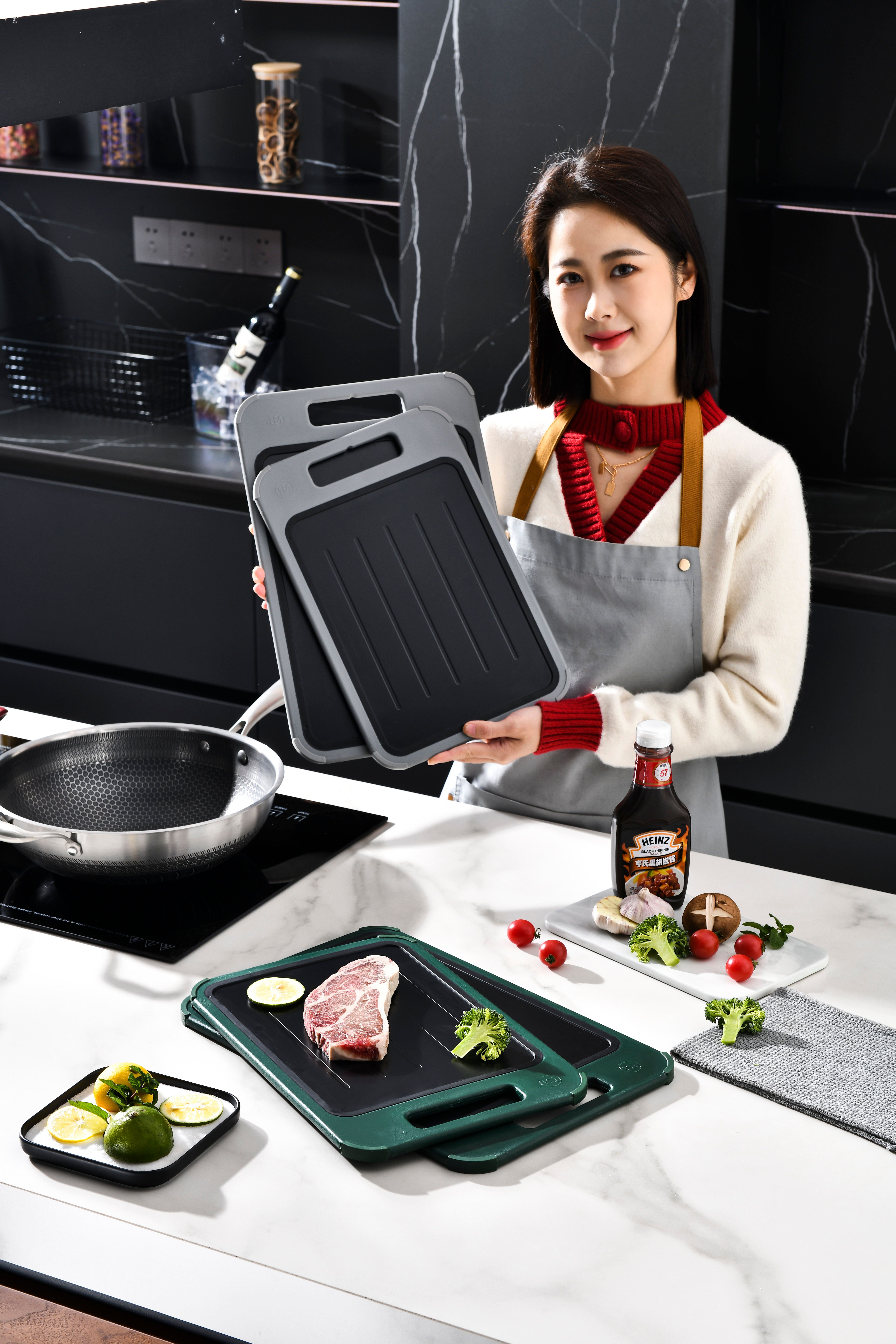 Kitchen Multi-Functional Three-In-One Antibacterial And Anti-Mold Double-Sided Cutting Board, Household Chopping Board, Cutting Board, Fruit Cutting Board, Kitchen Water Draining details Picture