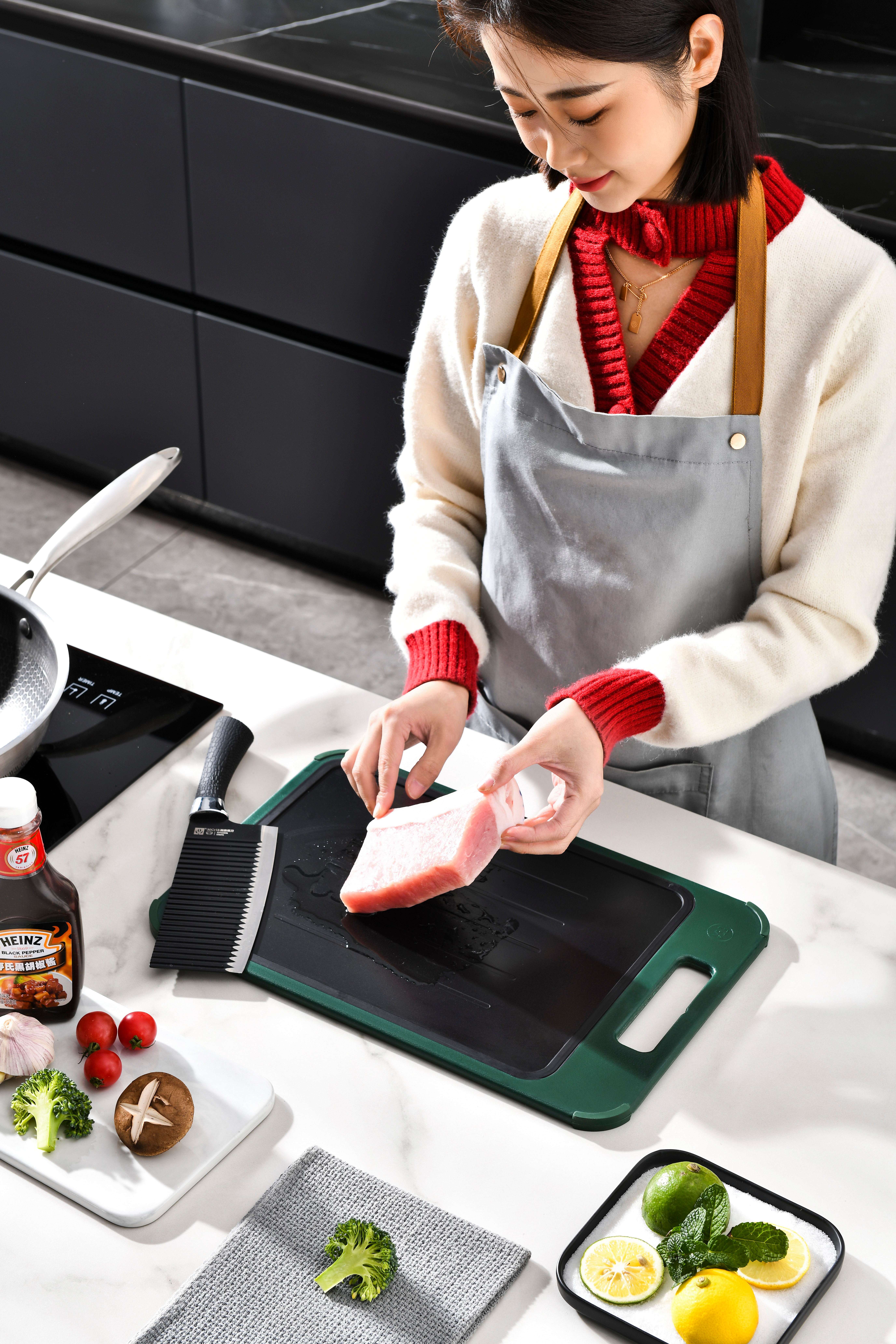 Kitchen Multi-Functional Three-In-One Antibacterial And Anti-Mold Double-Sided Cutting Board, Household Chopping Board, Cutting Board, Fruit Cutting Board, Kitchen Water Draining Specification drawing