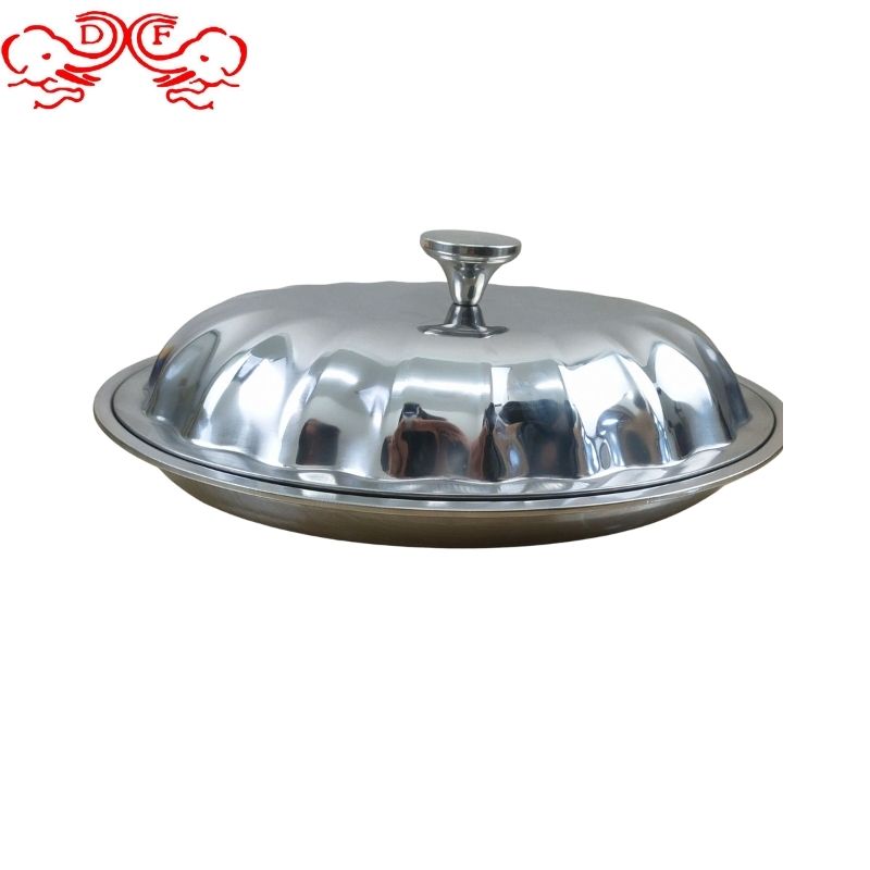 DF99001 Stainless steel plate with steel sleeve, best-selling plate in West Africa with cover, stainless steel egg flower plate with egg flower cover plate with cover, DF Trading house