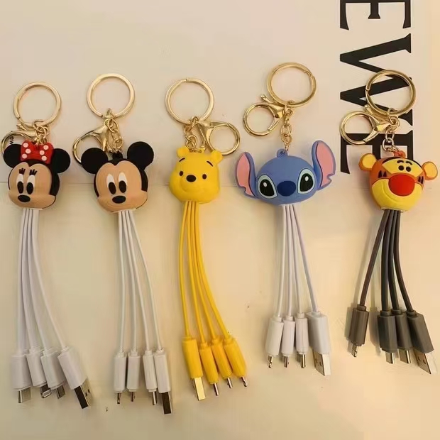 Cartoon keychain data cable 4-in-1 data cable Portable data cable Item Picture