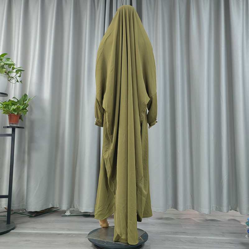 Nida one-piece long dress factory direct sales solid color hooded long dress, cufflink style ethnic style prayer robe, long women's dress, long robe Specification image