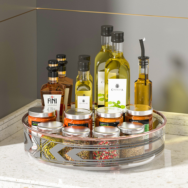 Multi-functional rotating kitchen storage rack, cosmetics storage box, countertop seasoning box, seasoning jar, fruit and vegetable storage plate Item Picture