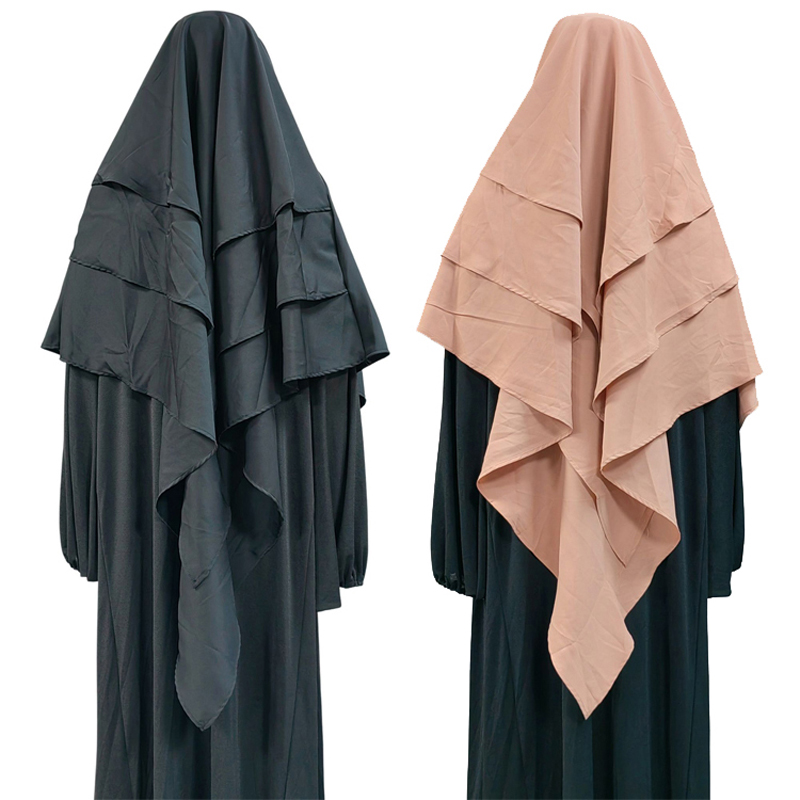 New cross-border factory direct sales multi-color women's Muslim solid color Nida headscarf, one in the front and three in the back, long, casual, daily and fashionable European and American new headscarf
