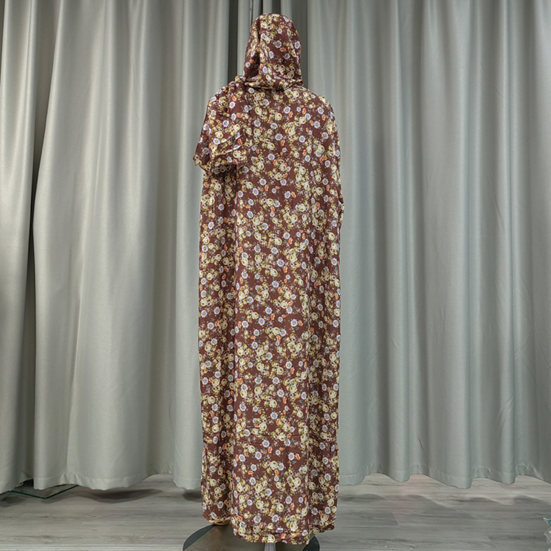 Medio Oriente fábrica cruzada al por mayor Medio Oriente europa y Estados Unidos con capucha bufanda estilo vestido de culto tradicional todos los días mujer moda moda moda estampado flor grande vestido de flor Application Scenario