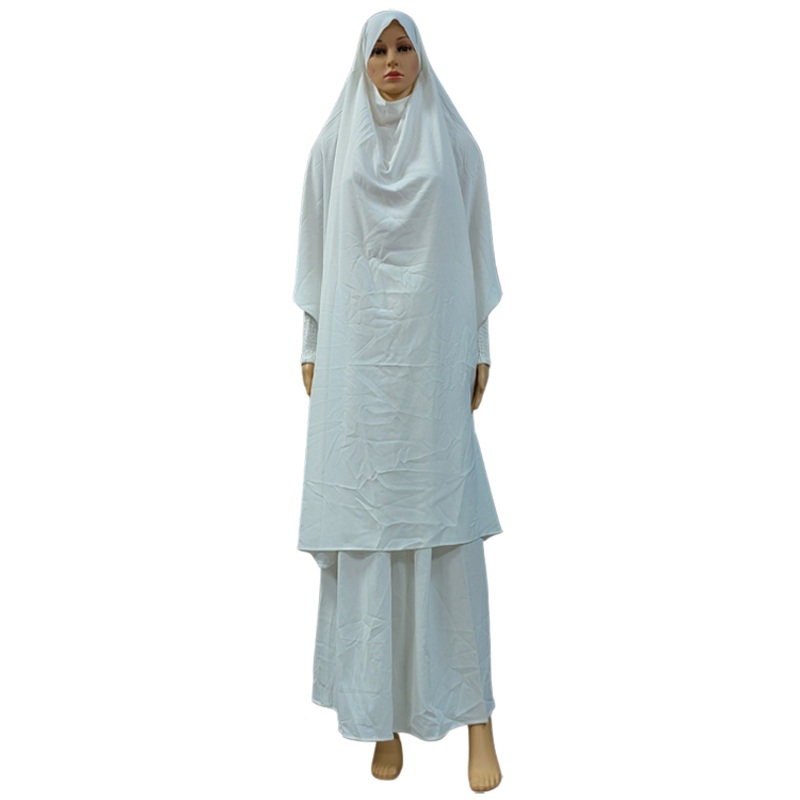 Factory price direct sales: Hot-selling Nida two-piece set in solid color, large size, women's style, fashionable and trendy, long prayer robe, traditional ethnic style dress, long robe details Picture