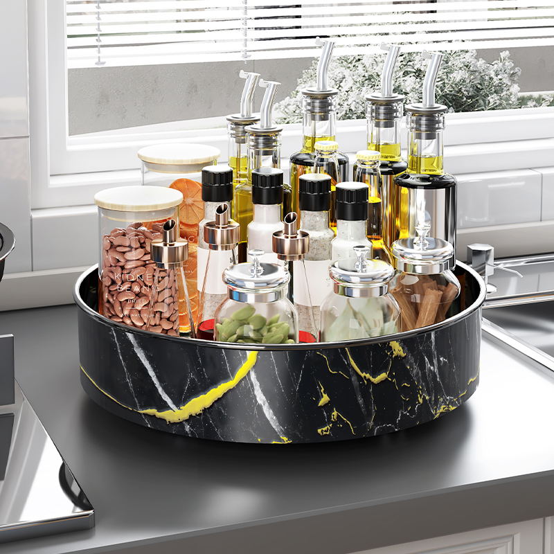 Kitchen storage rack, kitchenware, rotating kitchen storage, multi-functional double-layer circular turntable details Picture