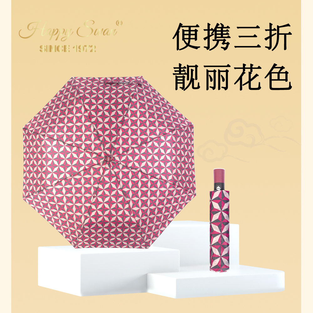 Wholesale of 3561 fully automatic three-fold umbrellas for foreign trade, diamond-shaped umbrellas and manual three-fold umbrellas details Picture
