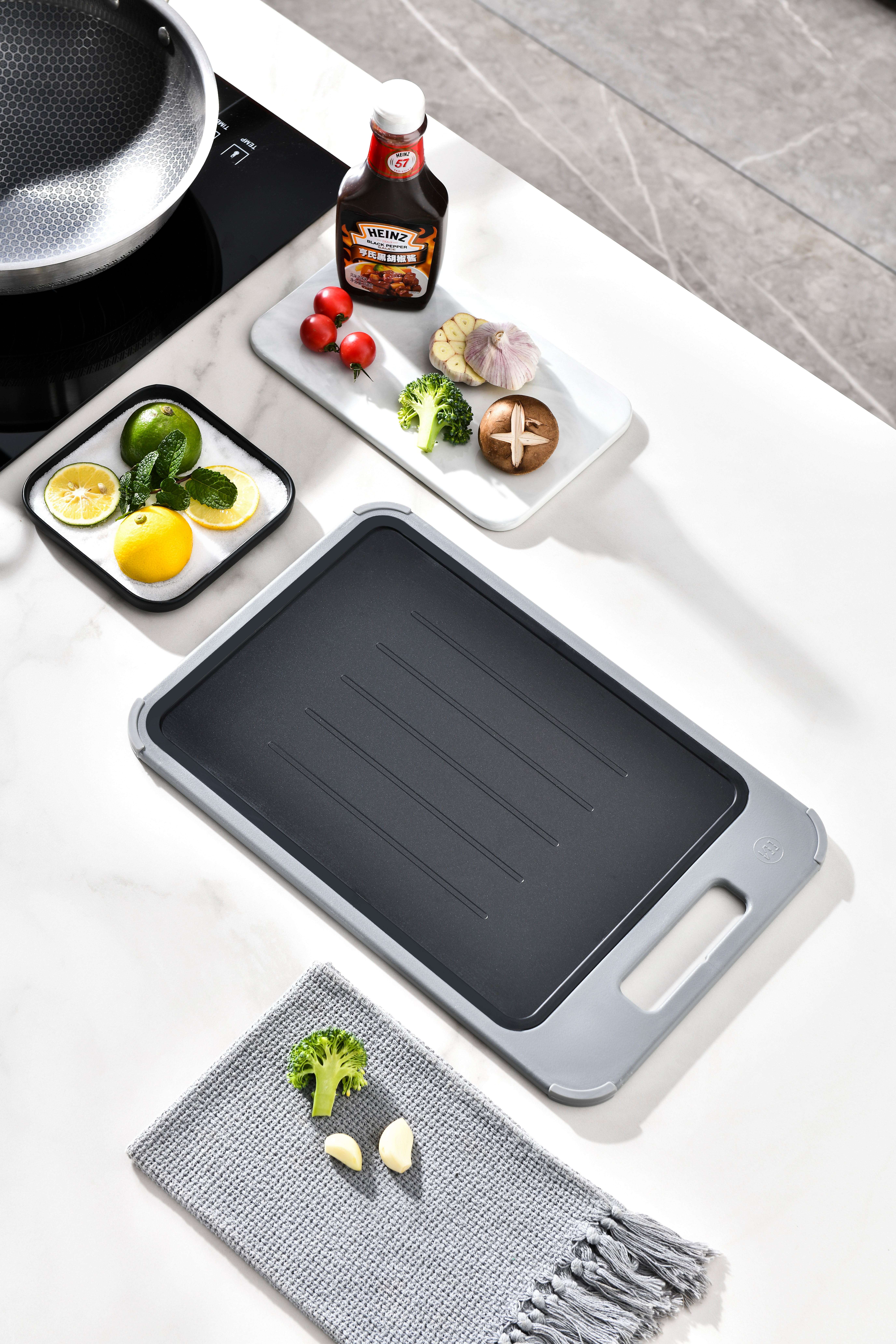 Kitchen Multi-Functional Three-In-One Antibacterial And Anti-Mold Double-Sided Cutting Board, Household Chopping Board, Cutting Board, Fruit Cutting Board, Kitchen Water Draining Item Picture
