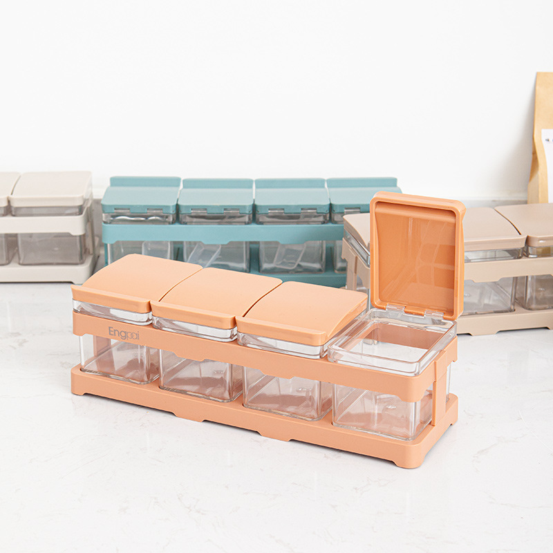 Seasoning box combination set: Kitchen salt jar, monosodium glutamate bottle, sugar jar, household seasoning box, seasoning storage box Specification image