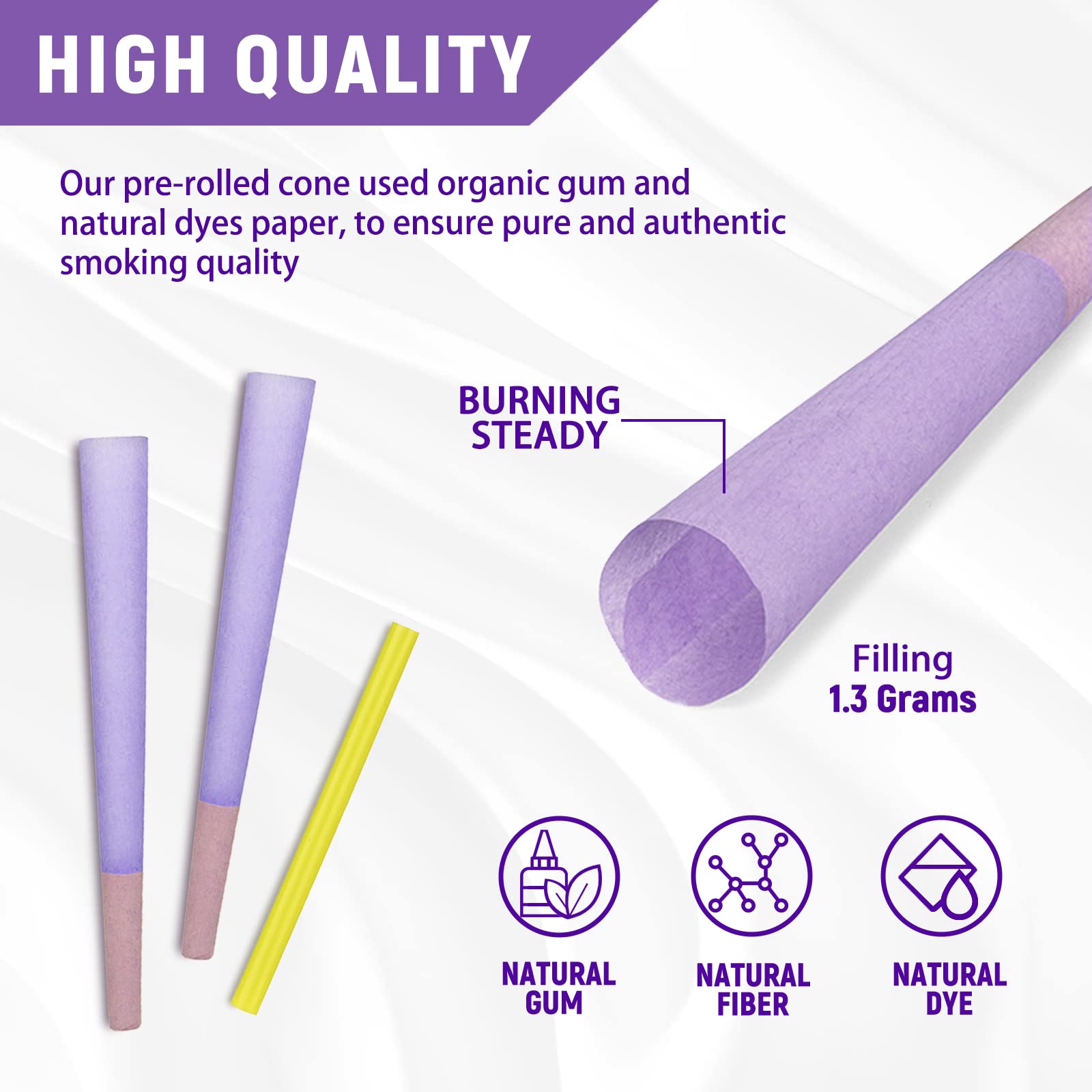 ACE Rolled Purple Cones with Tips 50 rolls of Rolling Paper Application Scenario