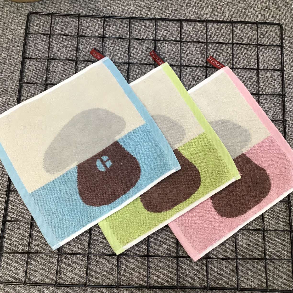 25*25cm pure cotton jacquard square towel, kindergarten saliva towel, face wipe small square towel detail image 15
