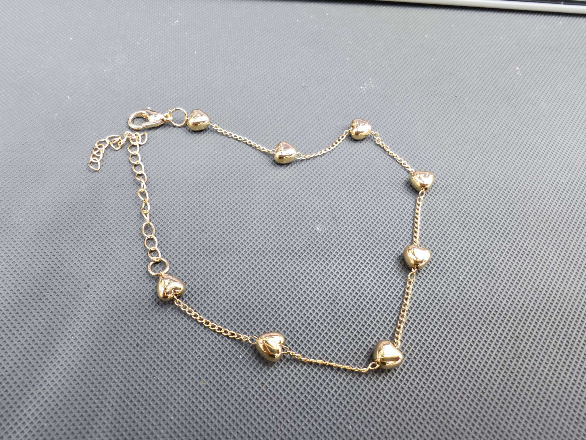 韩版流行CCB桃心手工链脚链详情图1