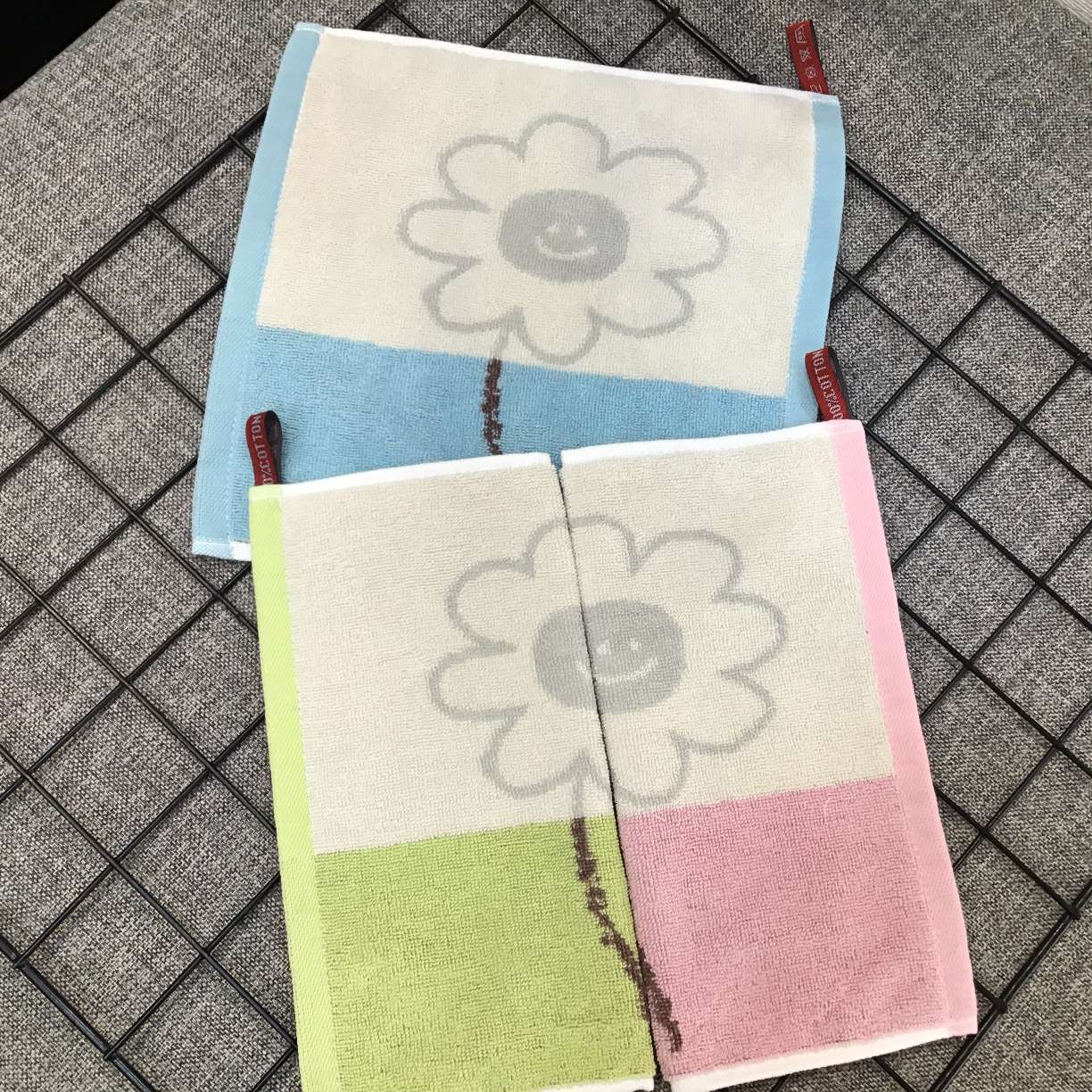 25*25cm pure cotton jacquard square towel, kindergarten saliva towel, face wipe small square towel detail image 17