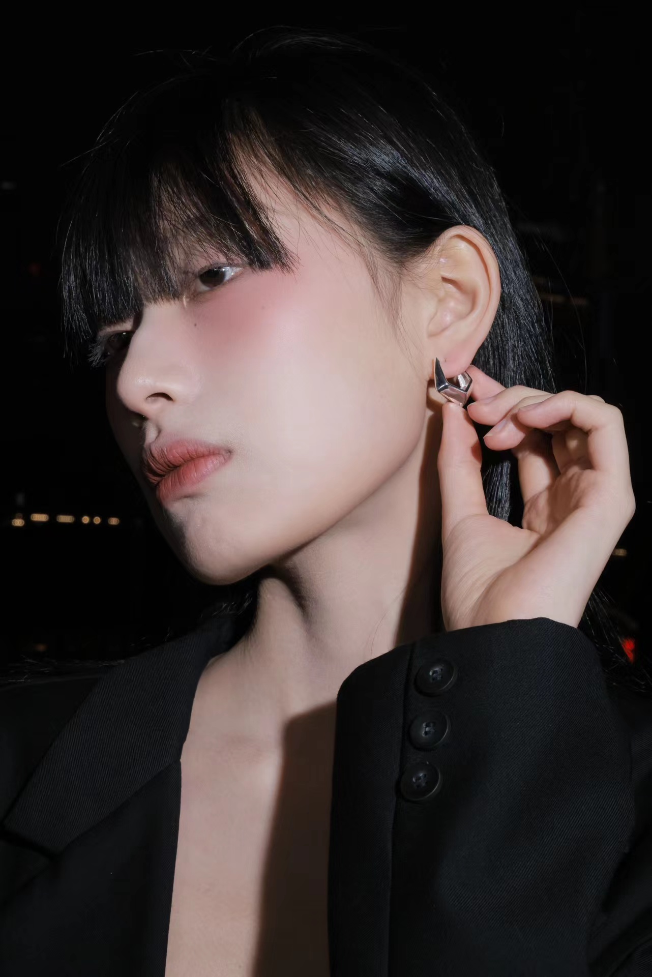S925 Thai Silver Version Advanced Earring Buckle Polygonal Design Earrings details Picture