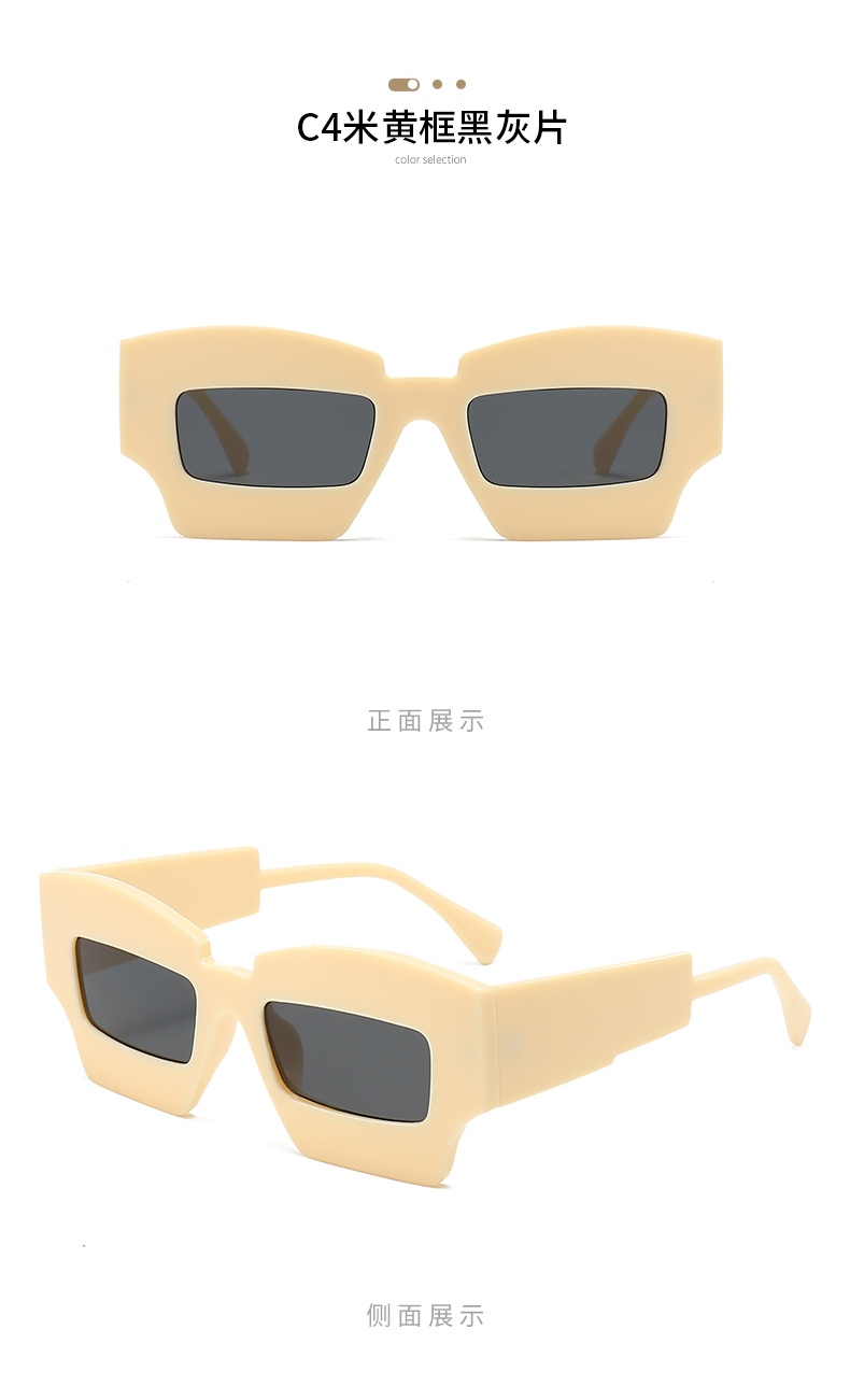 新款欧美宽边复古太阳眼镜 ins个性凹造型方框太阳眼镜PC墨镜5651详情13