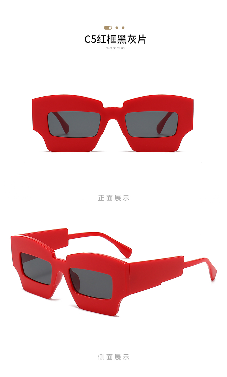 新款欧美宽边复古太阳眼镜 ins个性凹造型方框太阳眼镜PC墨镜5651详情14