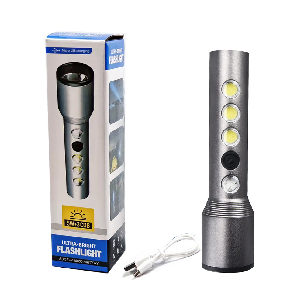 Outdoor flashlight explosion-proof strong light long-range led with side light, multi-functional self-defense flashlight wholesale, high-power lighting Item Picture