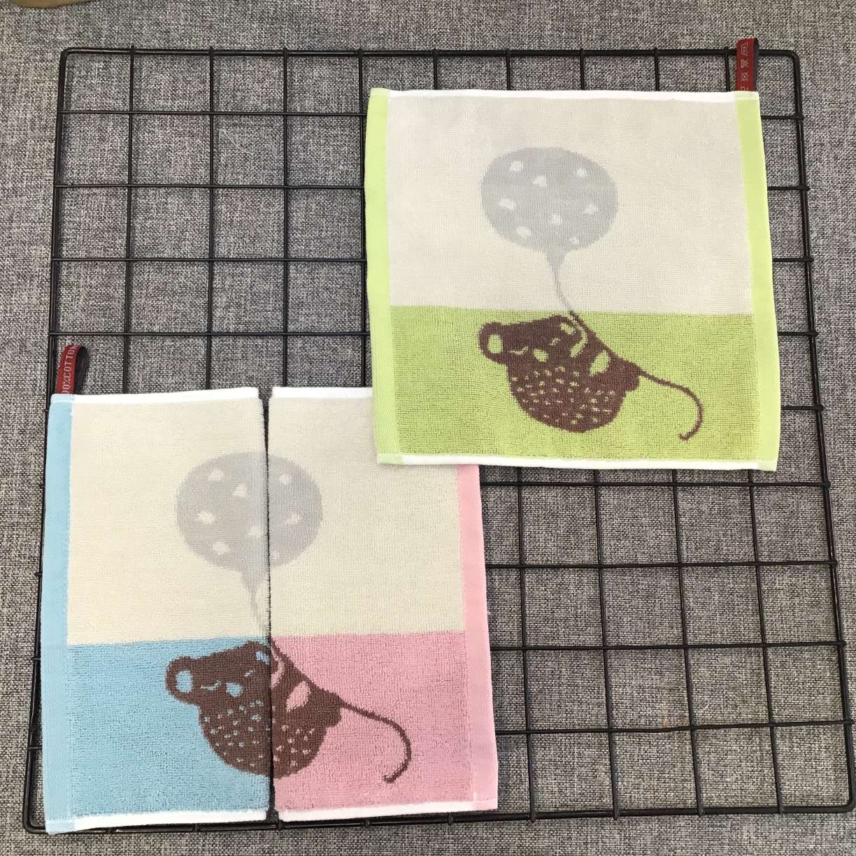 25*25cm pure cotton jacquard square towel, kindergarten saliva towel, face wipe small square towel detail image 16