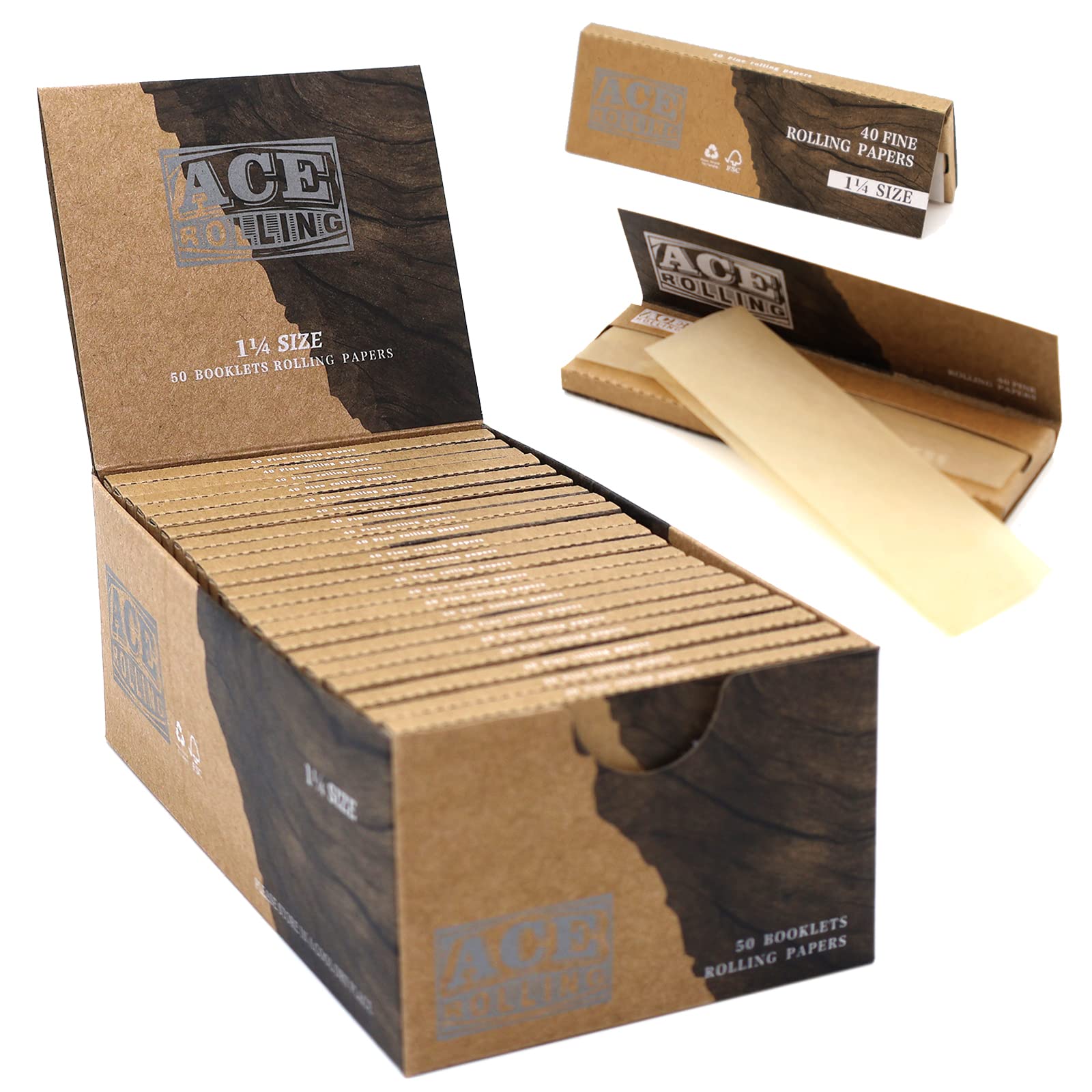 ACE Rolling Paper 14克未漂白木浆本色卷纸册包装纸 78*44mm*40leaves