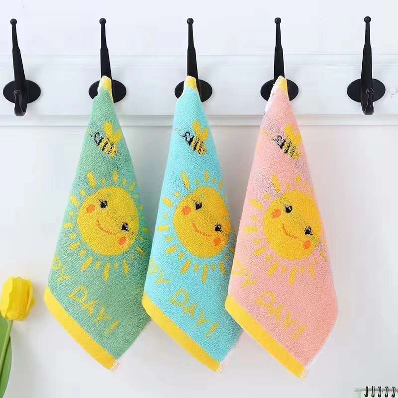 25*25cm pure cotton jacquard square towel, kindergarten saliva towel, face wipe small square towel detail image 1