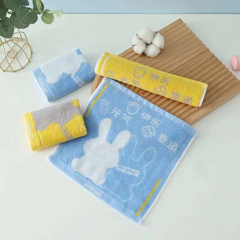 25*25cm pure cotton jacquard square towel, kindergarten saliva towel, face wipe small square towel detail image 8