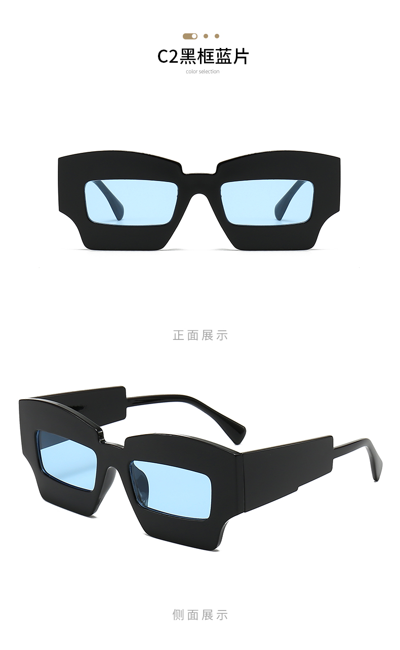 新款欧美宽边复古太阳眼镜 ins个性凹造型方框太阳眼镜PC墨镜5651详情11