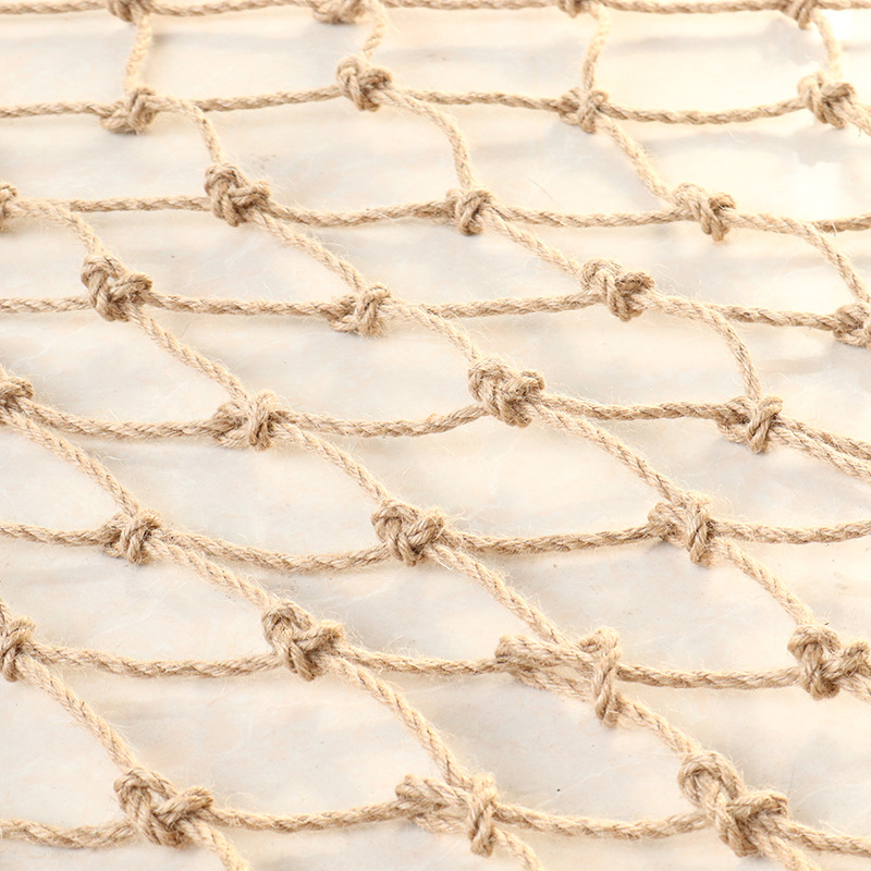 麻绳网 黄麻材质复古装饰吊顶户外攀爬网绳 儿童安全网楼梯防护网详情图1