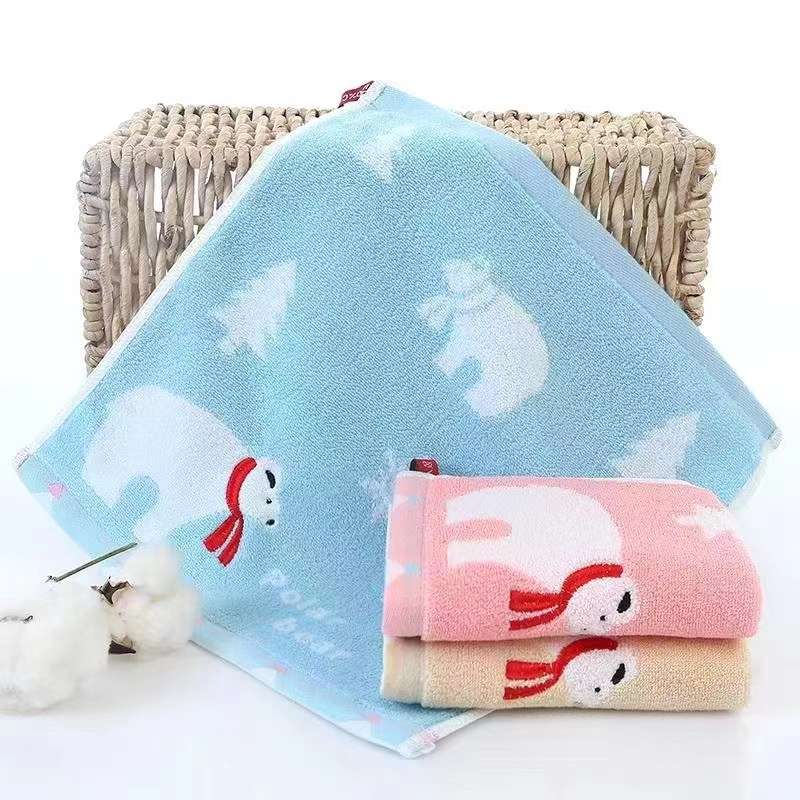 25*25cm pure cotton jacquard square towel, kindergarten saliva towel, face wipe small square towel detail image 11