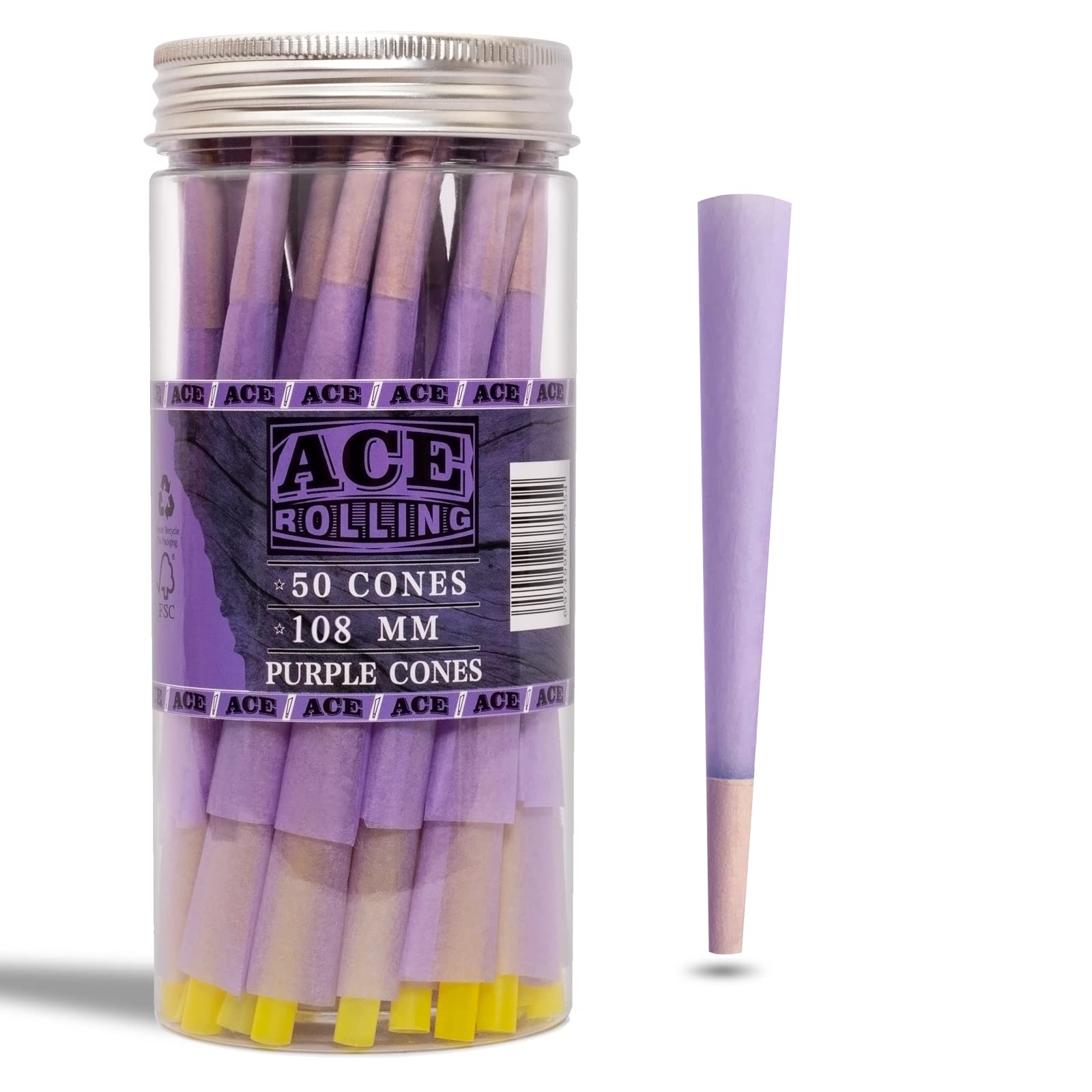 ACE Rolled Purple  Cones with Tips带尖端预卷纸50支装Rolling Paper