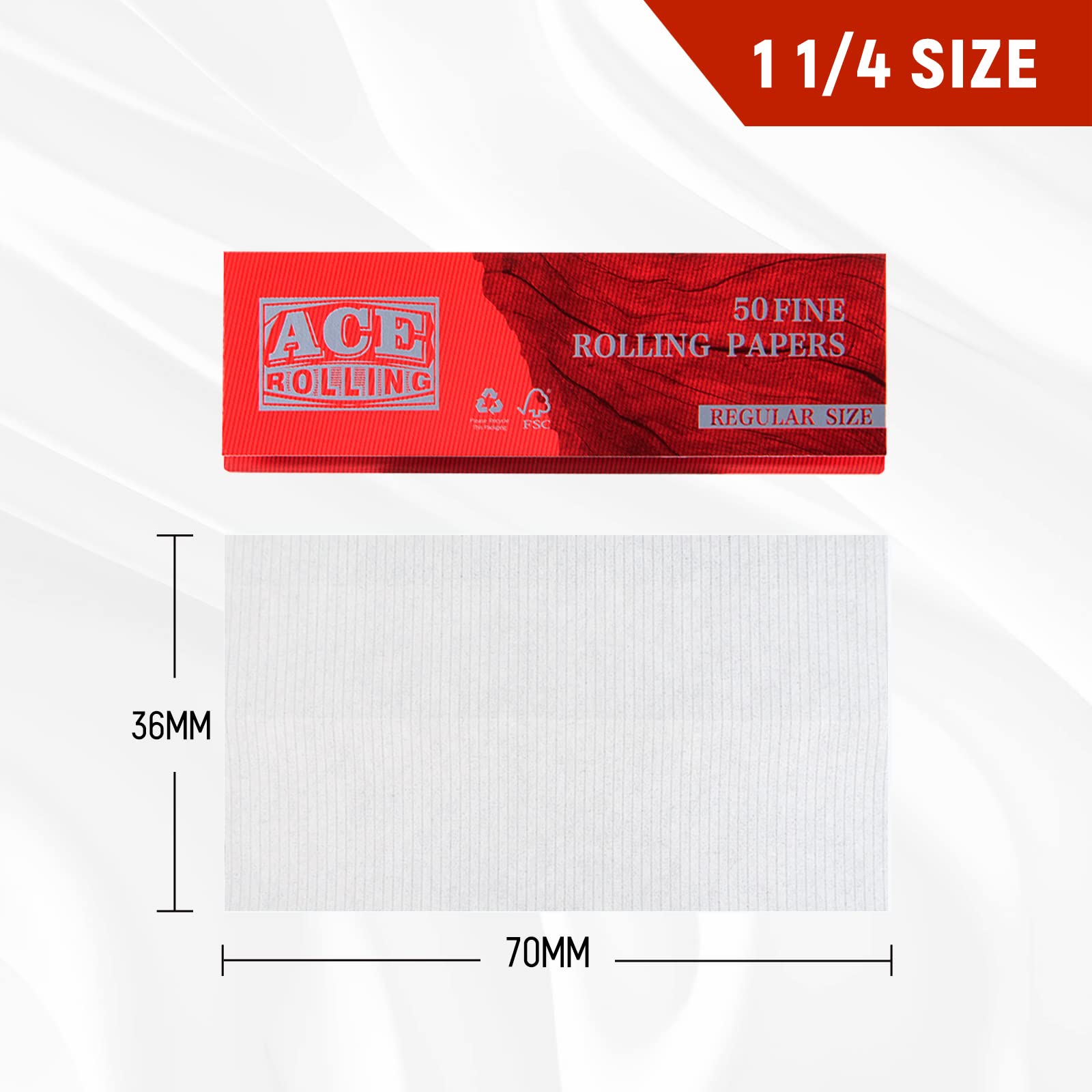 ACE Rolling Paper 20g Bleached wood pulp Roll paper book wrapping paper Regular 70*36mm*50leaves details Picture
