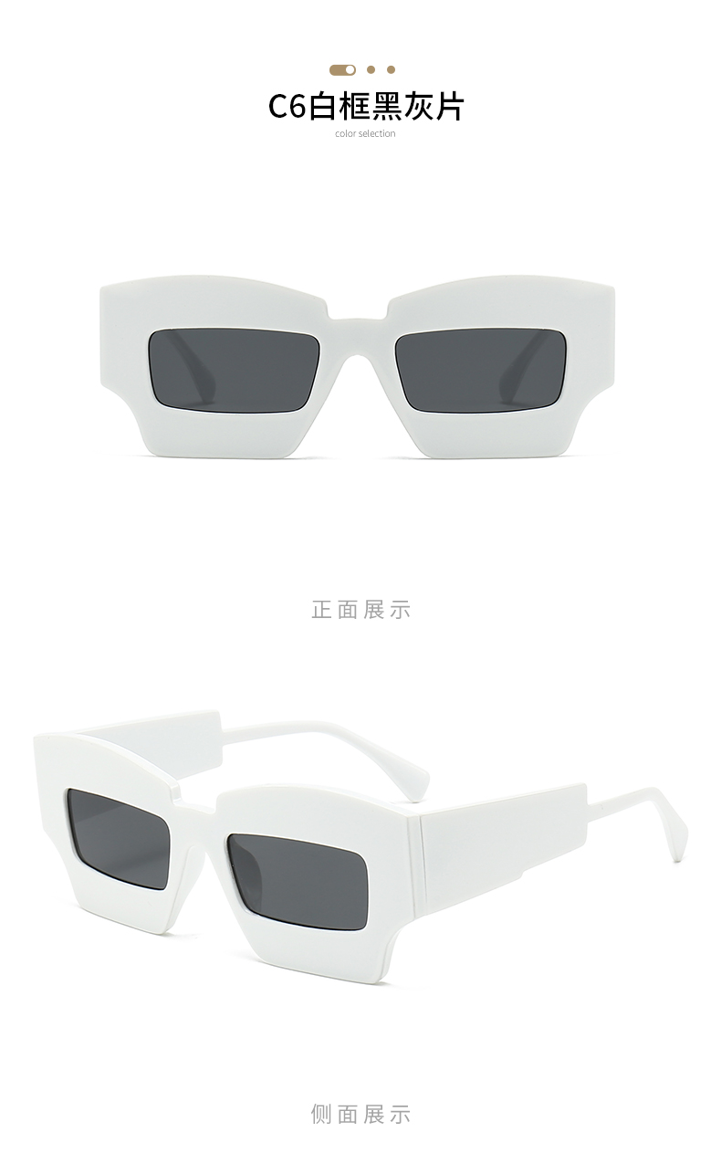新款欧美宽边复古太阳眼镜 ins个性凹造型方框太阳眼镜PC墨镜5651详情15