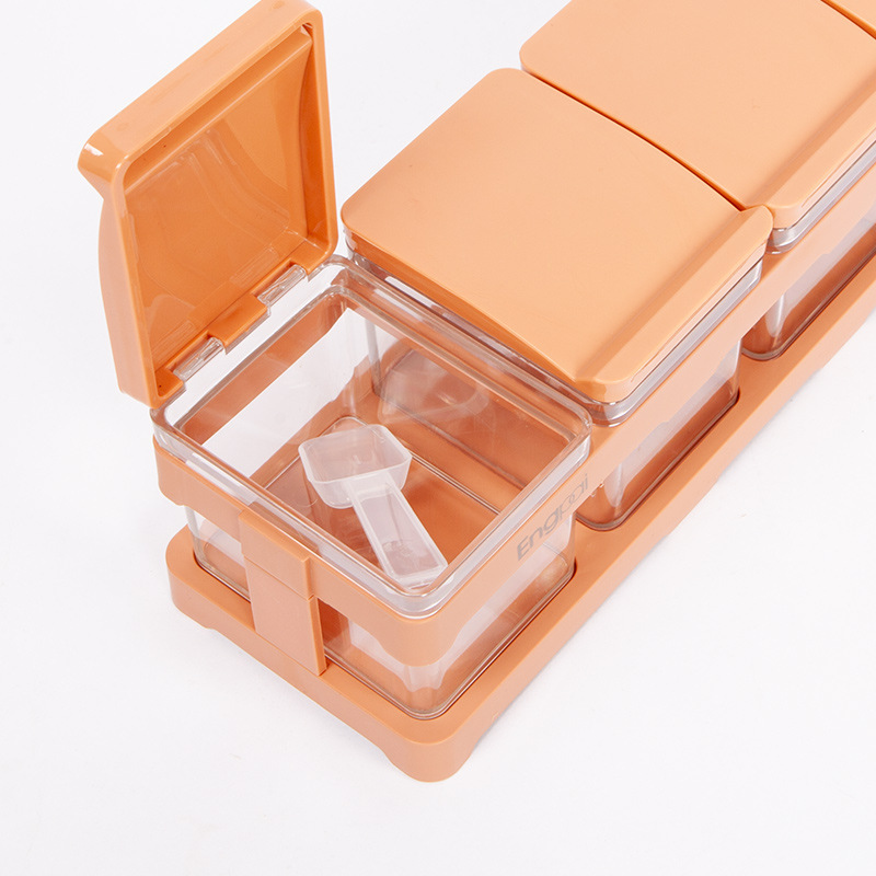 Seasoning box combination set: Kitchen salt jar, monosodium glutamate bottle, sugar jar, household seasoning box, seasoning storage box Application Scenario