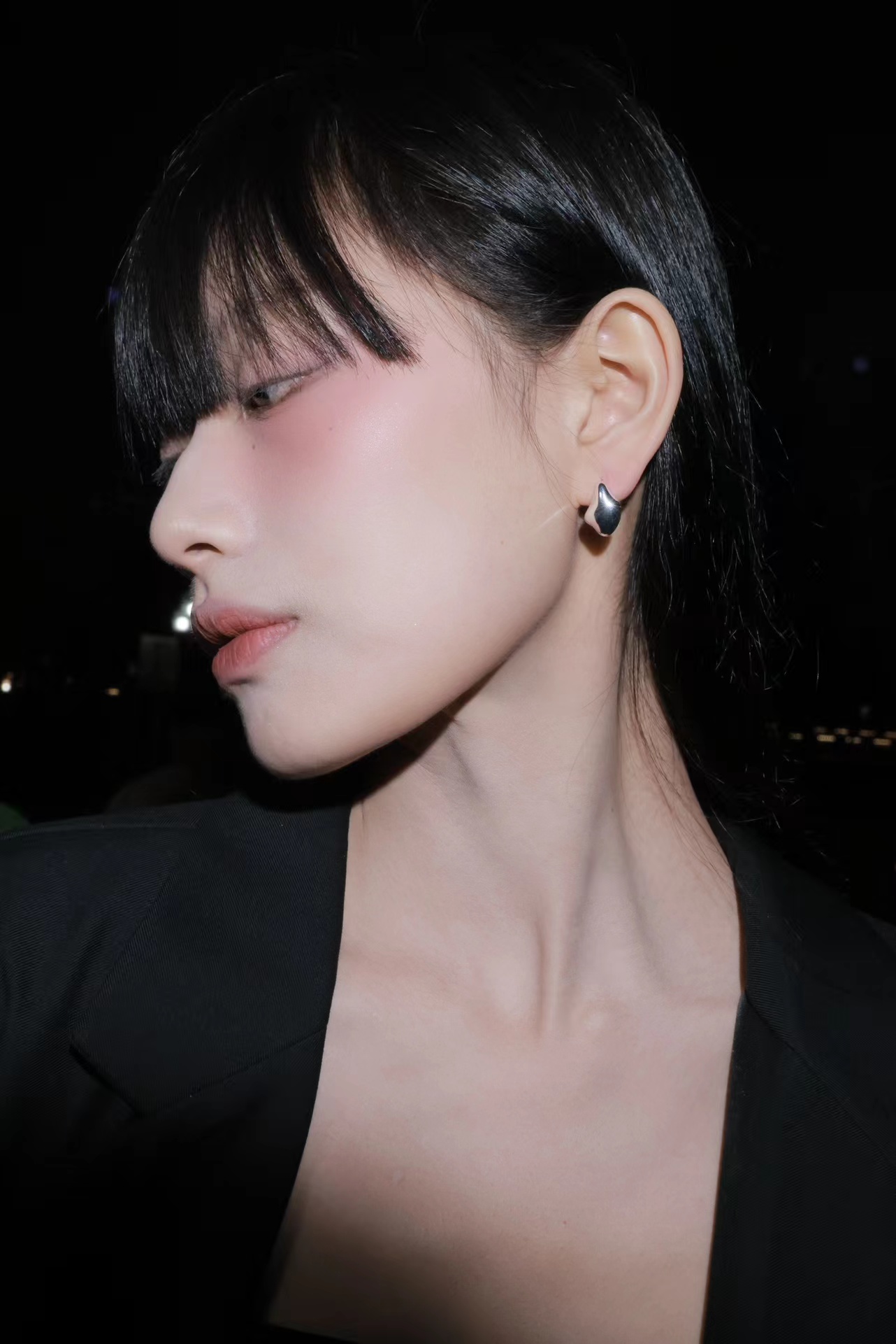 S925 Thai Silver Version Advanced Earring Buckle Polygonal Design Earrings Item Picture