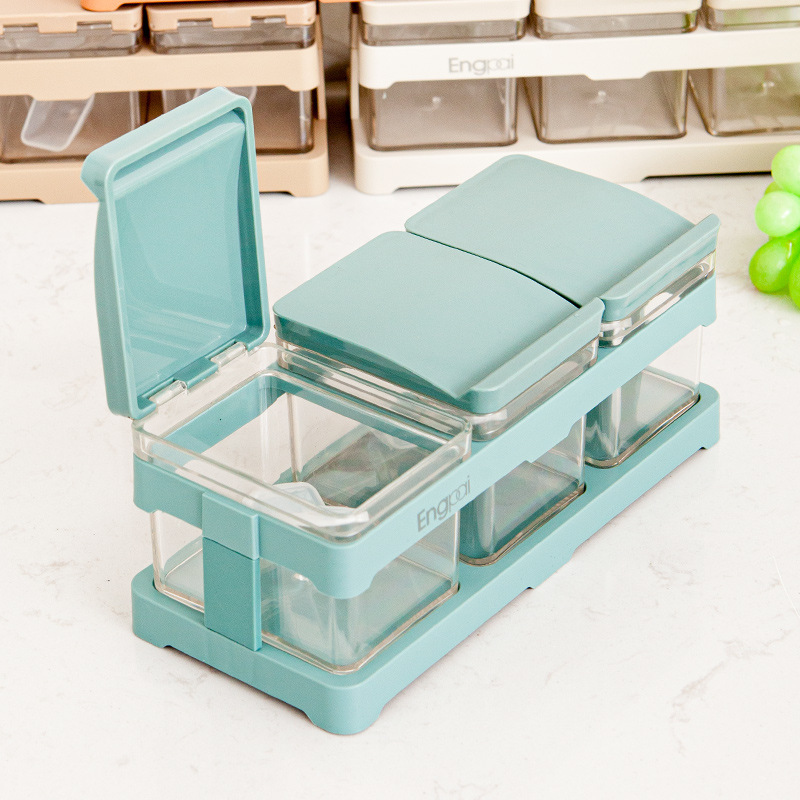 Seasoning box combination set: Kitchen salt jar, monosodium glutamate bottle, sugar jar, household seasoning box, seasoning storage box