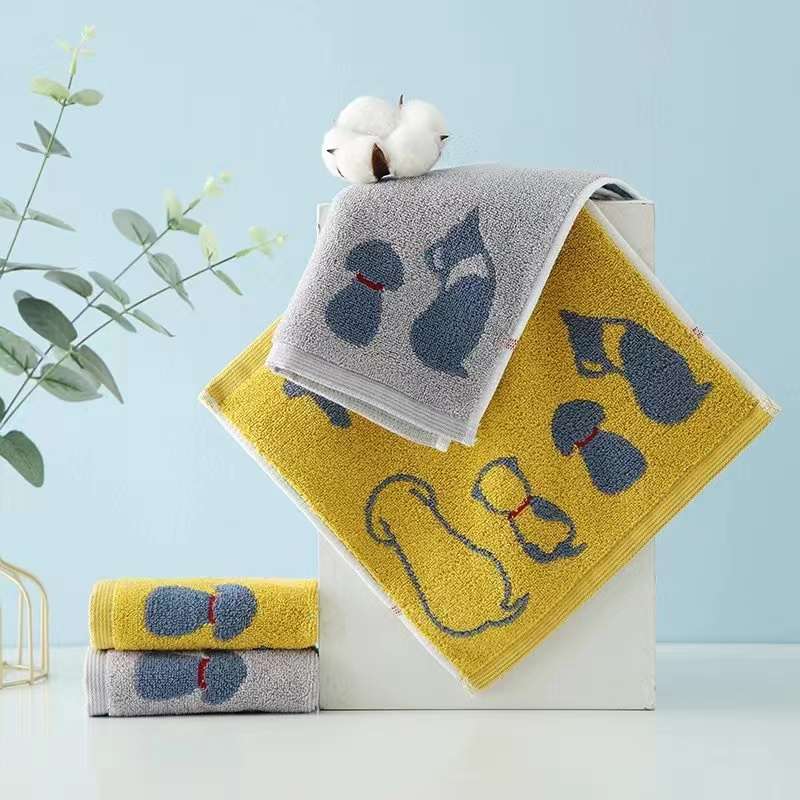 25*25cm pure cotton jacquard square towel, kindergarten saliva towel, face wipe small square towel