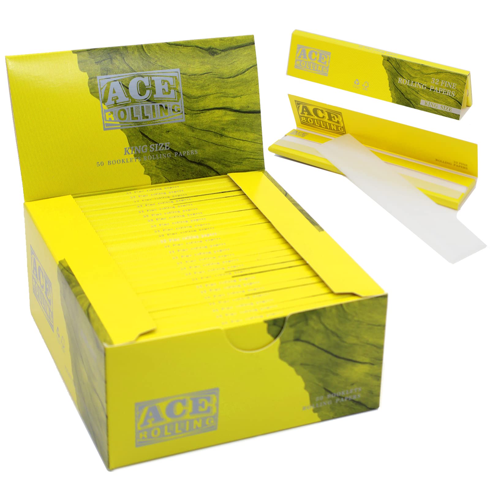 Bleached Rolling Paper  ACE漂白色卷纸册包装纸King Size108*44*32leaves